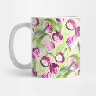 Bright Tulips on Soft Grey Mug